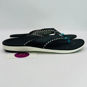 Spenco Women's Yumi Candy Stripe Black Comfort Flip Flop Thong Sandals Size 11